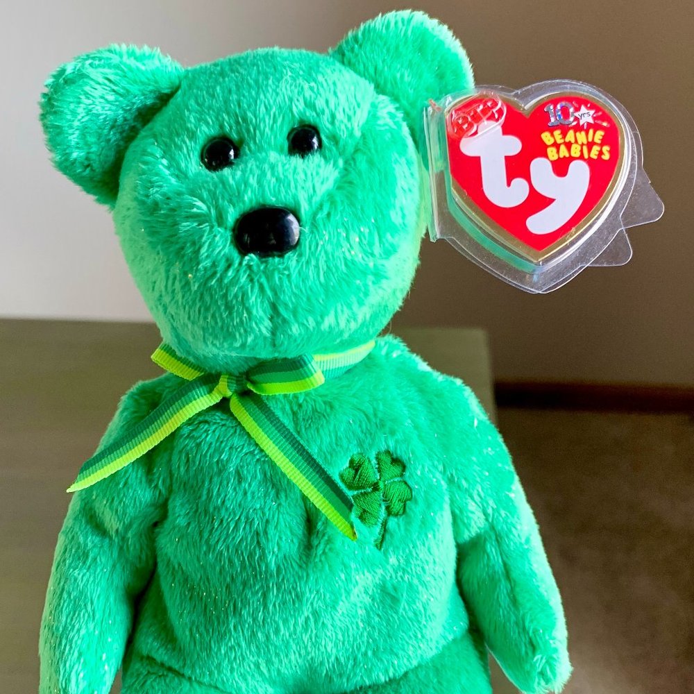 2002 4576 Dublin Green St. Patrick's Day Retired Ty Beanie Baby Teddy Bear MWMT